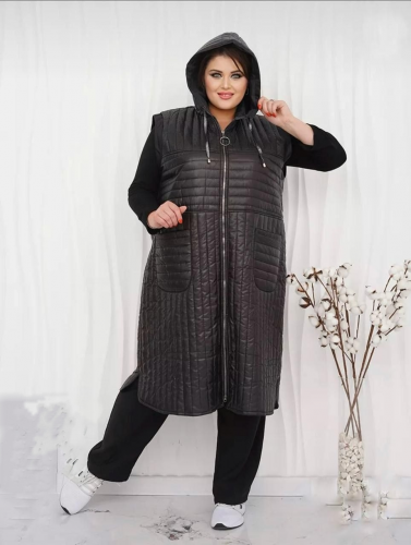 Жилет удлиненный "Лаки" (Киргизия, разные фабрики) — размеры 64-66, 68-70